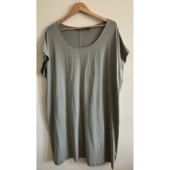 LANDS END Shift Dress Size 2X Khaki Green Cotton Blend Relaxed Comfy Lagenlook - Picture 1 of 8
